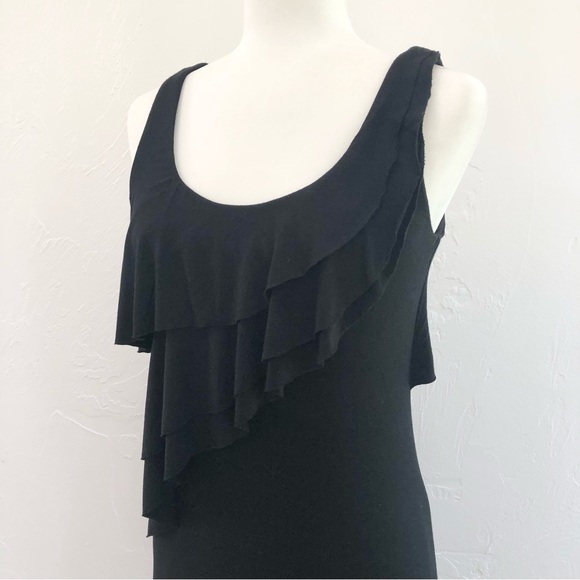 ⭐️Calvin Klein⭐️Black 54" Long Maxi Sleeveless Ruched Beach Evening Dress Size 6 - Picture 7 of 16